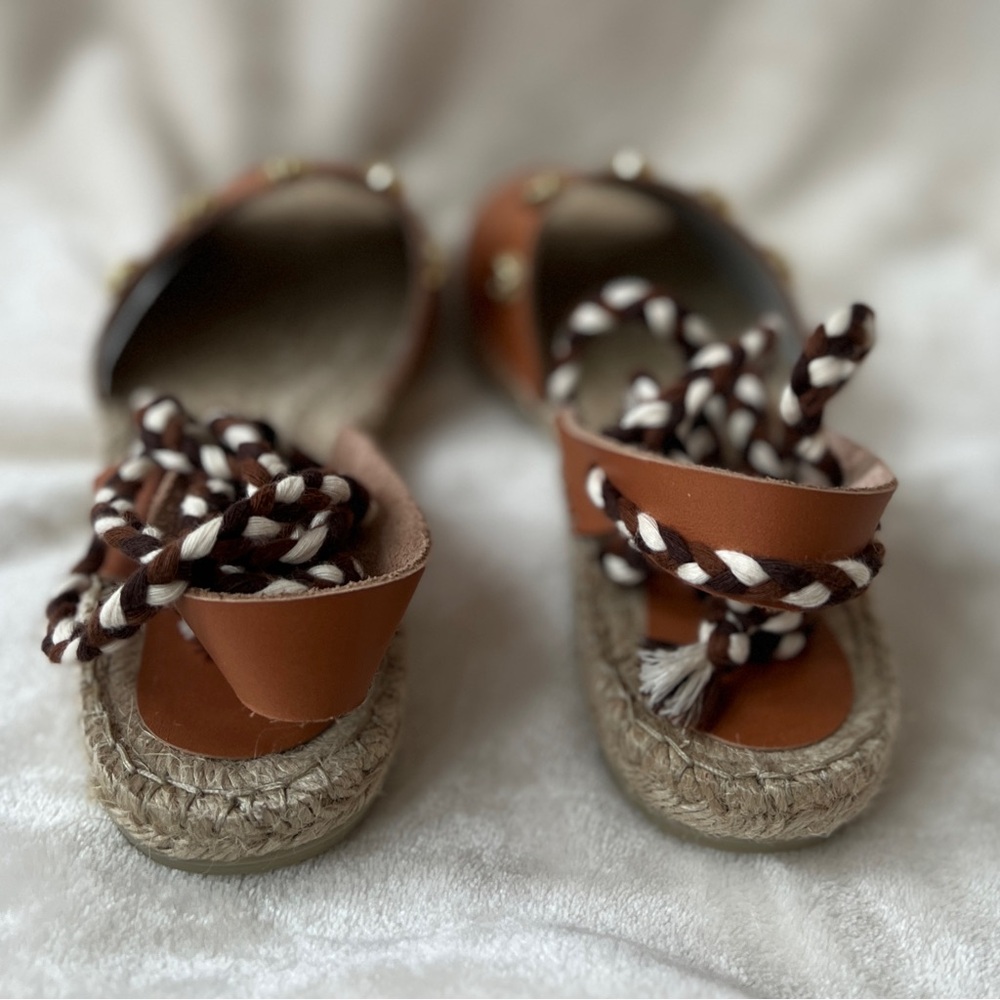 NEW Size 11 Womens Free People Strappy Brown Leather Wander Wrap Espadrilles - Picture 5 of 8